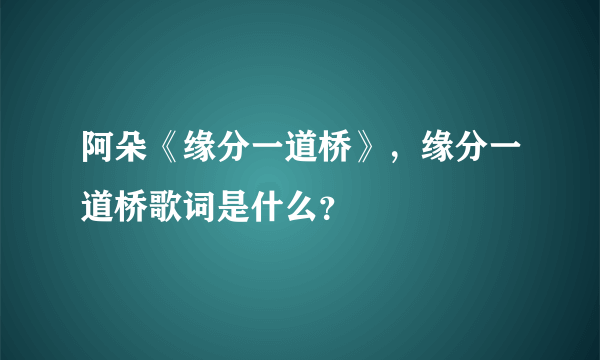 阿朵《缘分一道桥》，缘分一道桥歌词是什么？