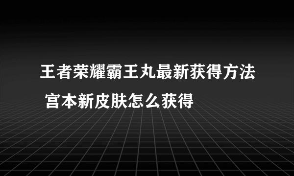 王者荣耀霸王丸最新获得方法 宫本新皮肤怎么获得