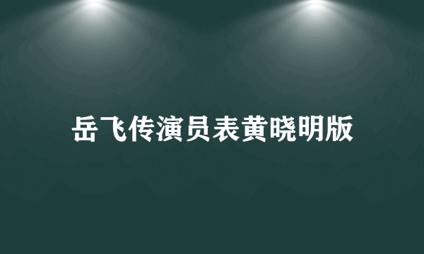 岳飞传演员表黄晓明版