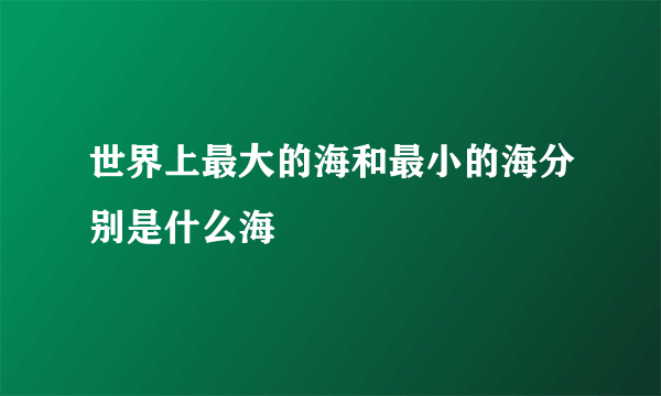 世界上最大的海和最小的海分别是什么海