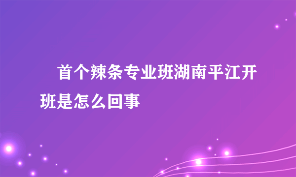 ​首个辣条专业班湖南平江开班是怎么回事