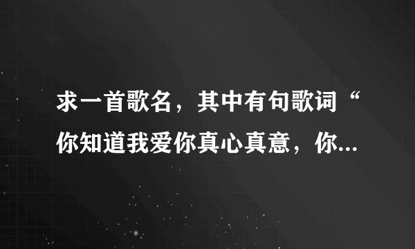 求一首歌名，其中有句歌词“你知道我爱你真心真意，你知道我永远都不放弃...”