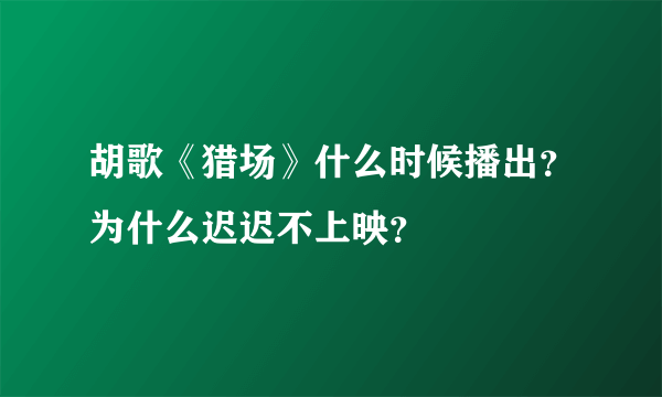 胡歌《猎场》什么时候播出？为什么迟迟不上映？