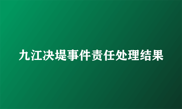 九江决堤事件责任处理结果