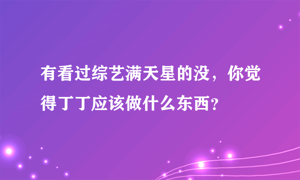 有看过综艺满天星的没，你觉得丁丁应该做什么东西？