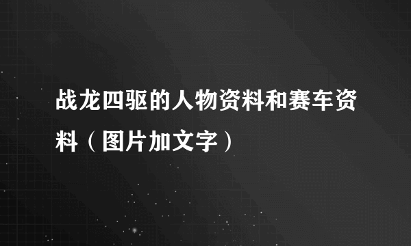 战龙四驱的人物资料和赛车资料（图片加文字）