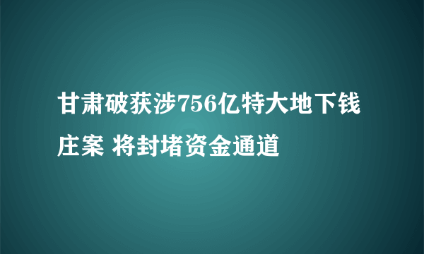 甘肃破获涉756亿特大地下钱庄案 将封堵资金通道