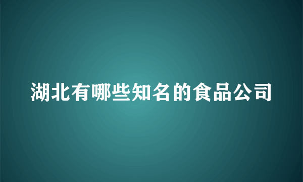 湖北有哪些知名的食品公司