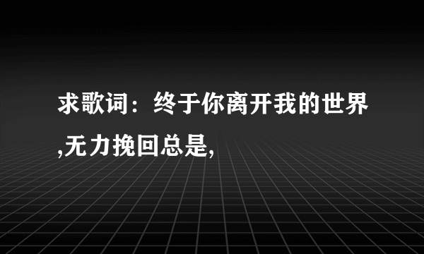 求歌词：终于你离开我的世界,无力挽回总是,