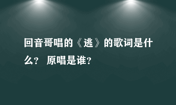 回音哥唱的《逃》的歌词是什么？ 原唱是谁？