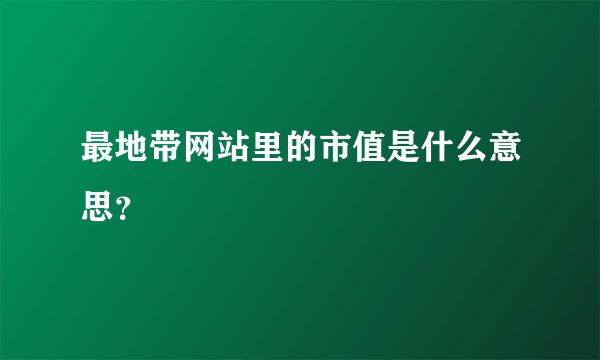 最地带网站里的市值是什么意思？