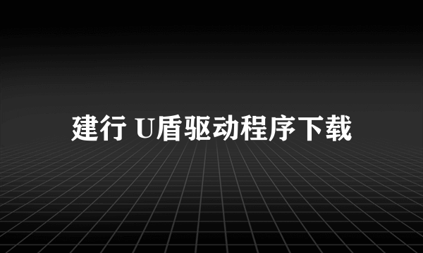 建行 U盾驱动程序下载