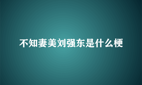 不知妻美刘强东是什么梗