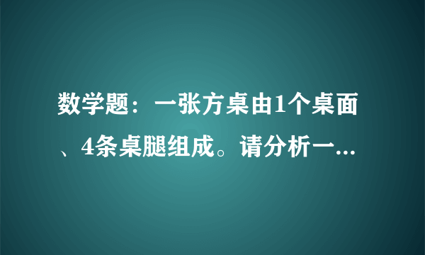 数学题：一张方桌由1个桌面、4条桌腿组成。请分析一下，无分析者无分。加油哟