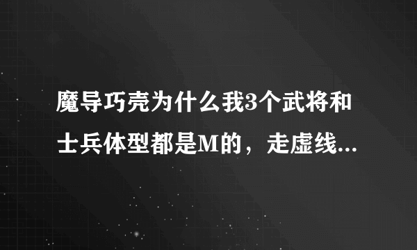 魔导巧壳为什么我3个武将和士兵体型都是M的，走虚线过不了钢之牢笼，而且都是地面