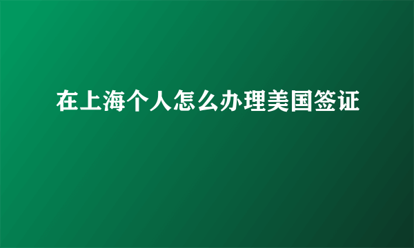 在上海个人怎么办理美国签证