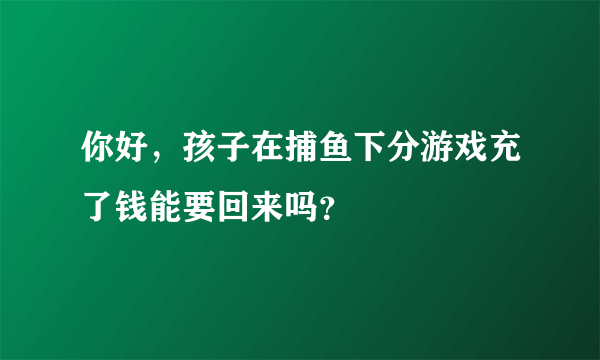 你好，孩子在捕鱼下分游戏充了钱能要回来吗？