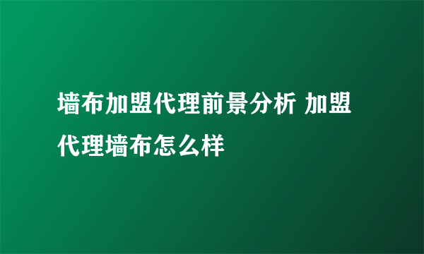 墙布加盟代理前景分析 加盟代理墙布怎么样