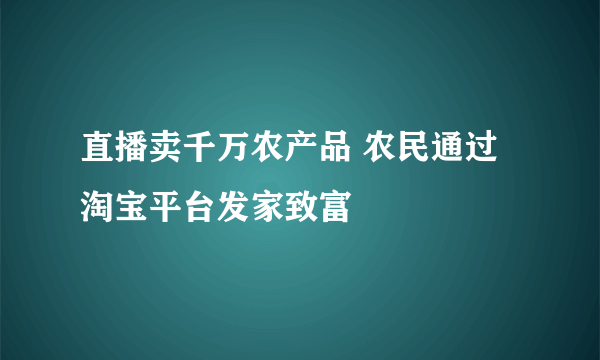 直播卖千万农产品 农民通过淘宝平台发家致富