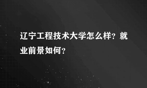 辽宁工程技术大学怎么样？就业前景如何？