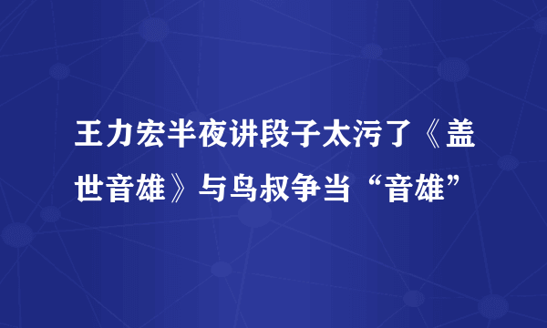 王力宏半夜讲段子太污了《盖世音雄》与鸟叔争当“音雄”