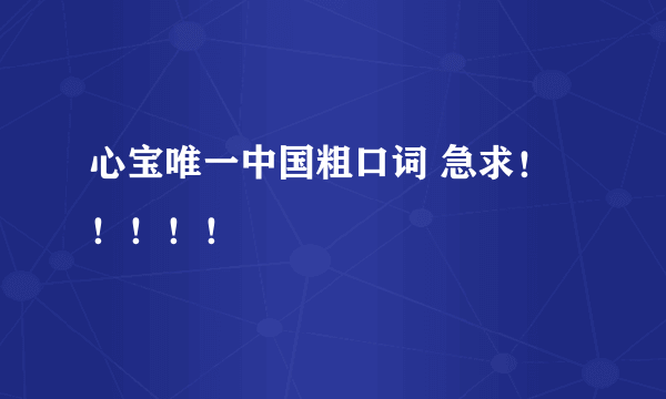 心宝唯一中国粗口词 急求！！！！！