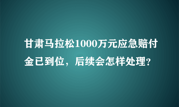 甘肃马拉松1000万元应急赔付金已到位，后续会怎样处理？