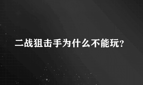 二战狙击手为什么不能玩？