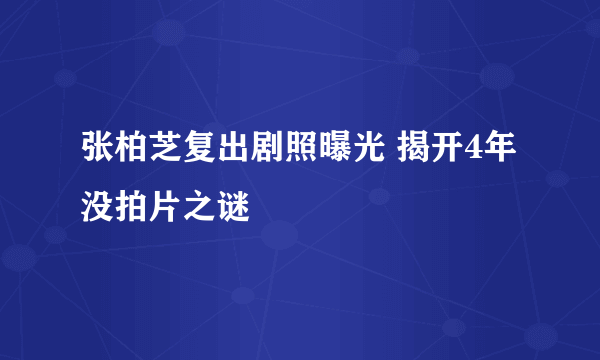 张柏芝复出剧照曝光 揭开4年没拍片之谜