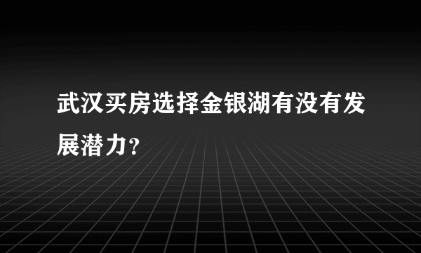 武汉买房选择金银湖有没有发展潜力？