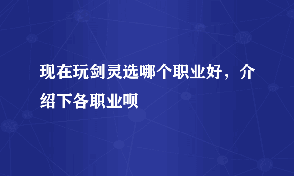 现在玩剑灵选哪个职业好，介绍下各职业呗