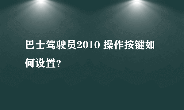 巴士驾驶员2010 操作按键如何设置？