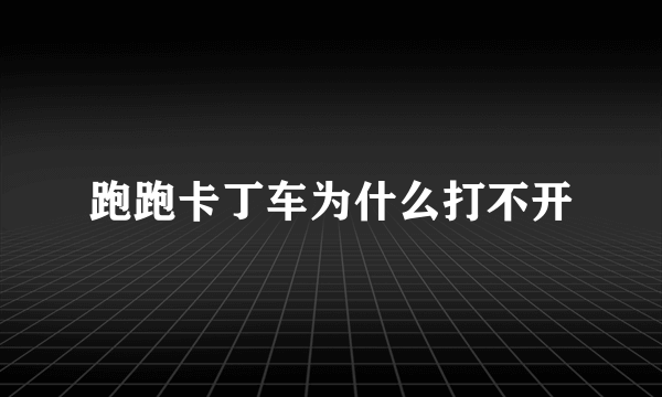 跑跑卡丁车为什么打不开