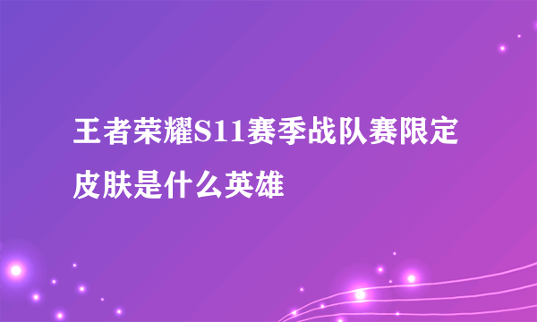 王者荣耀S11赛季战队赛限定皮肤是什么英雄