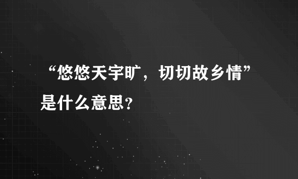 “悠悠天宇旷，切切故乡情”是什么意思？