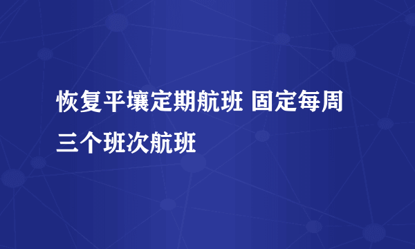 恢复平壤定期航班 固定每周三个班次航班