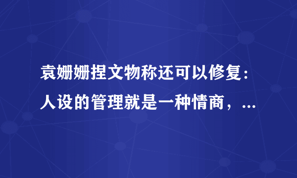 袁姗姗捏文物称还可以修复：人设的管理就是一种情商，你怎么看？