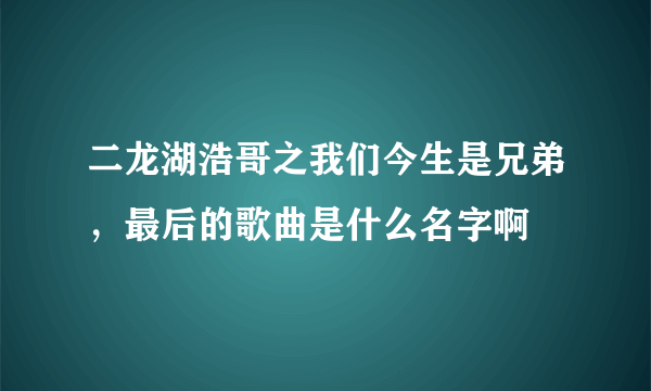 二龙湖浩哥之我们今生是兄弟，最后的歌曲是什么名字啊