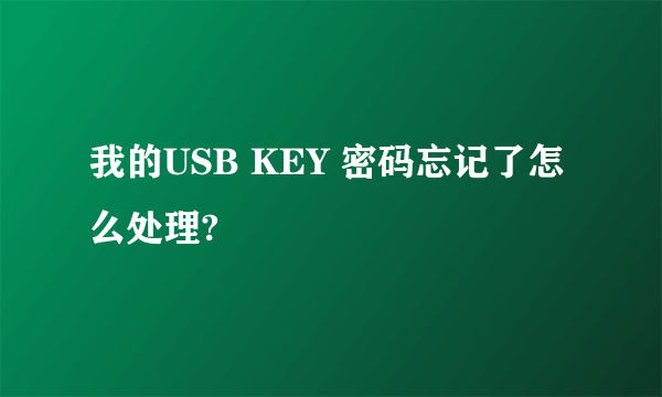 我的USB KEY 密码忘记了怎么处理?