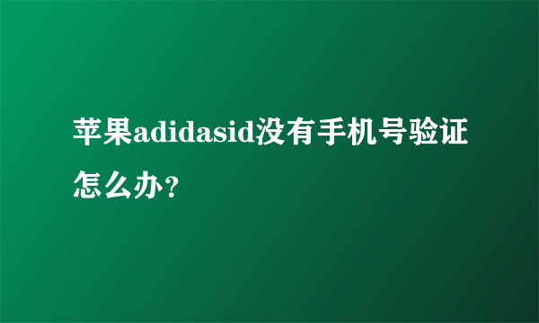 苹果adidasid没有手机号验证怎么办？