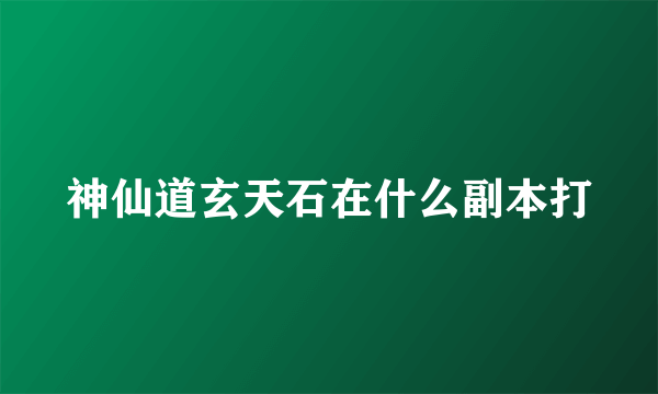 神仙道玄天石在什么副本打