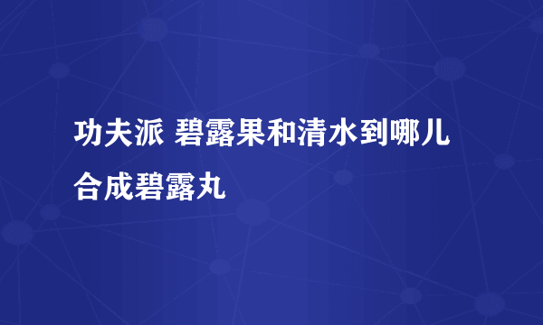 功夫派 碧露果和清水到哪儿合成碧露丸