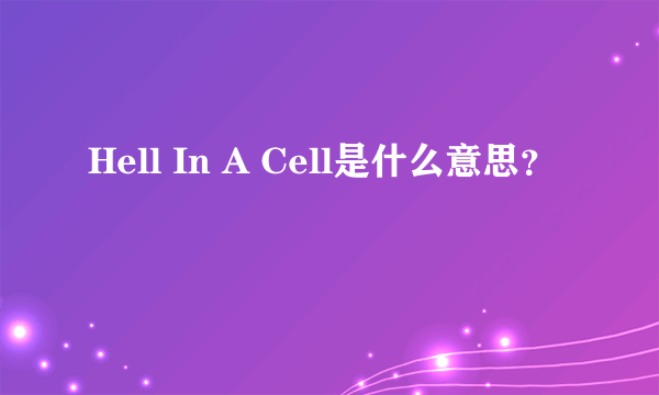 Hell In A Cell是什么意思？