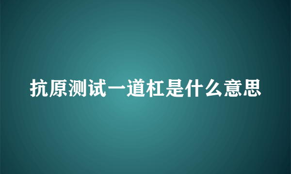 抗原测试一道杠是什么意思