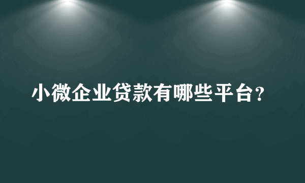 小微企业贷款有哪些平台？