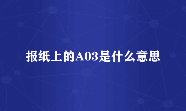 报纸上的A03是什么意思