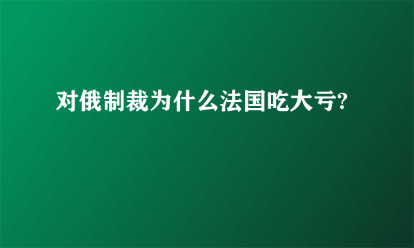 对俄制裁为什么法国吃大亏?