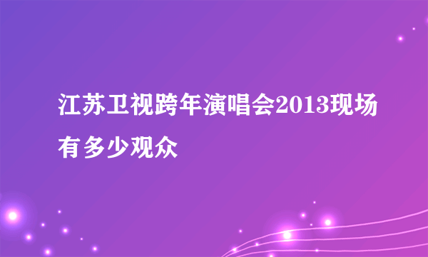 江苏卫视跨年演唱会2013现场有多少观众