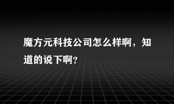 魔方元科技公司怎么样啊，知道的说下啊？