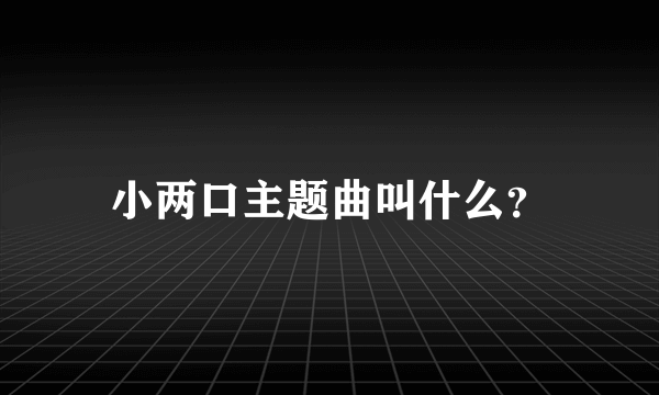 小两口主题曲叫什么？